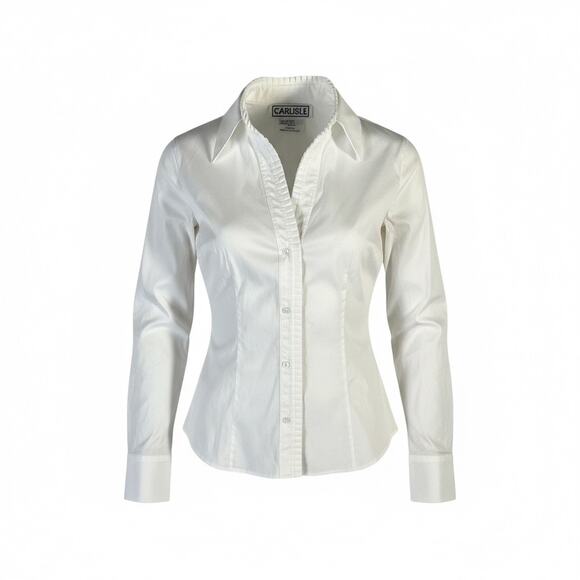 Carlisle White Pleated-Trim Button-Front Blouse – Size 10 – NWT - Picture 1 of 12